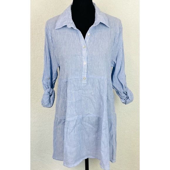 LOVE STITCH • Ocean Ave Tiered Striped Tunic, L - Picture 8 of 16